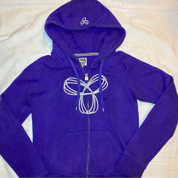 Purple TNA Mockneck Logo Zip Up Hoodie - Picture 1 of 8